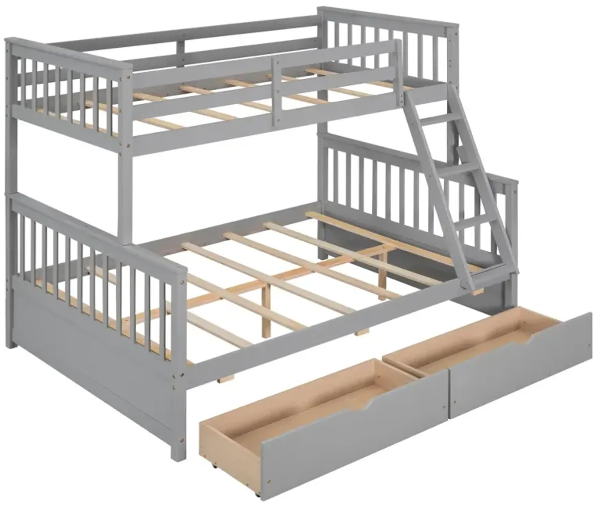 Twin-Over-Full Bunk Bed With Ladders And Two Storage Drawers