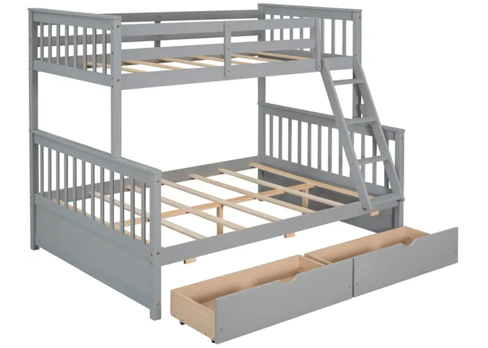 Twin-Over-Full Bunk Bed With Ladders And Two Storage Drawers