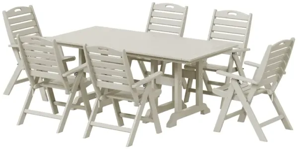 WestinTrends 7-Piece HDPE Rectangular Patio Dining Table Set with Foldable Chairs