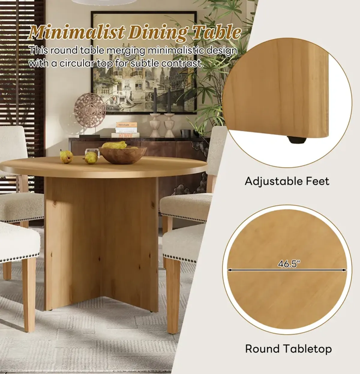 Modern 5-Piece Round Dining Table Set