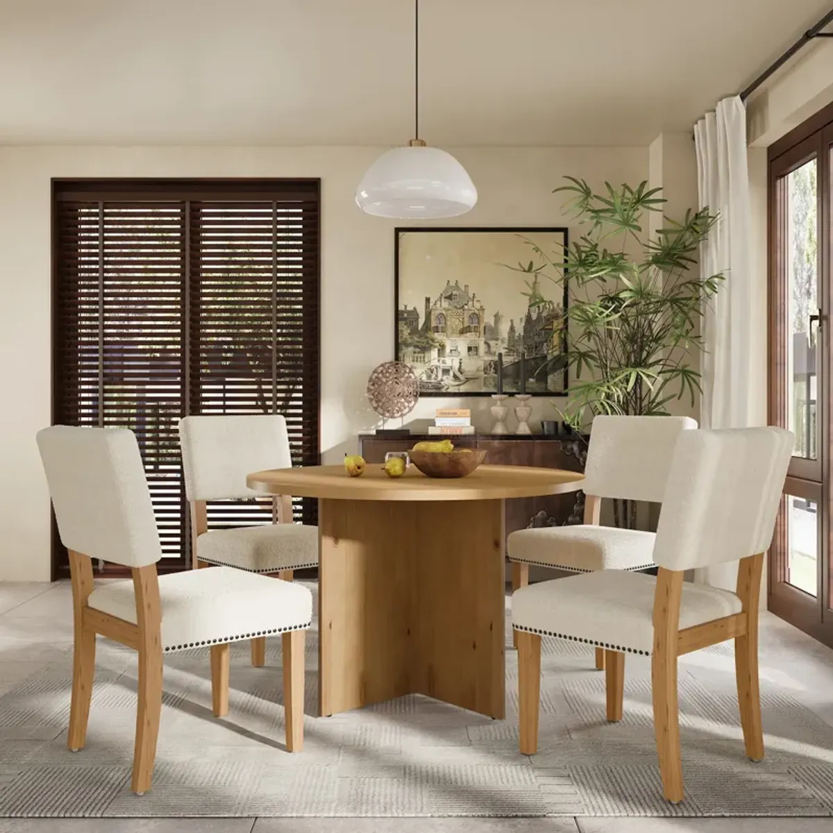 Modern 5-Piece Round Dining Table Set