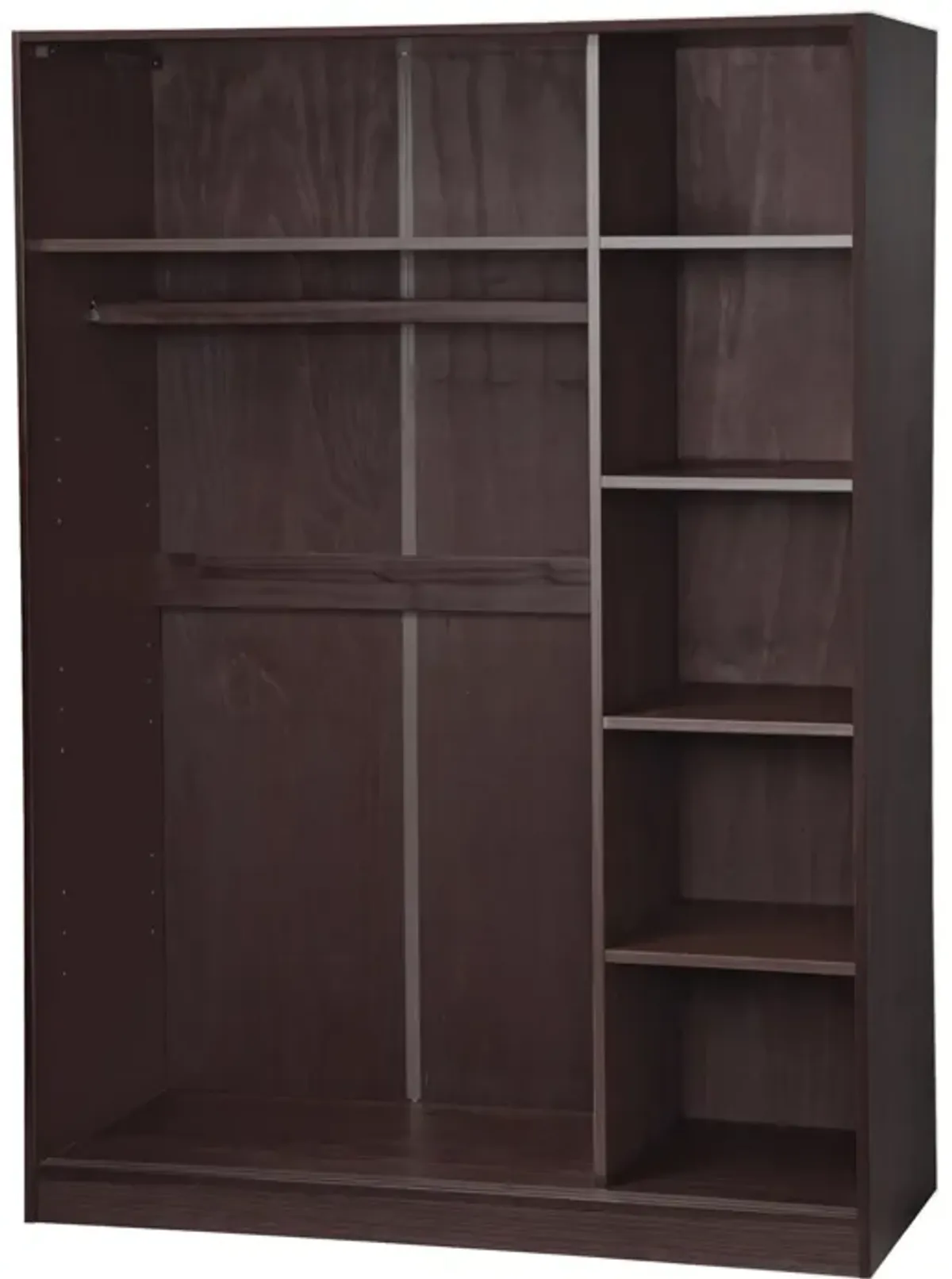 100% Solid Wood 3-Sliding Door Wardrobe with Louvered Doors