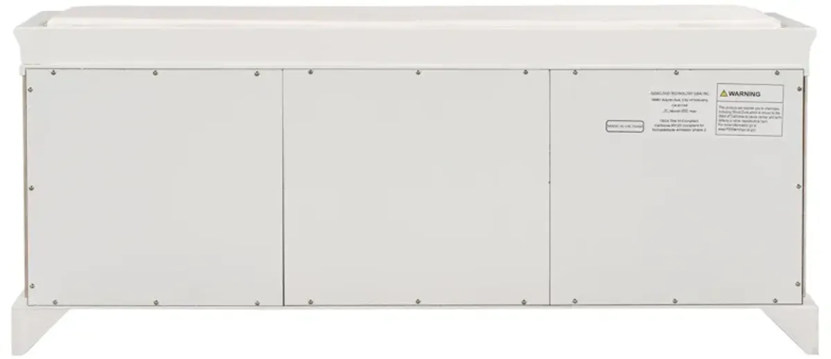 Gewnee Storage Bench with 2 Drawers and 2 Cabinets, Shoe Bench with Removable Cushion for Living Room, Entryway (White)