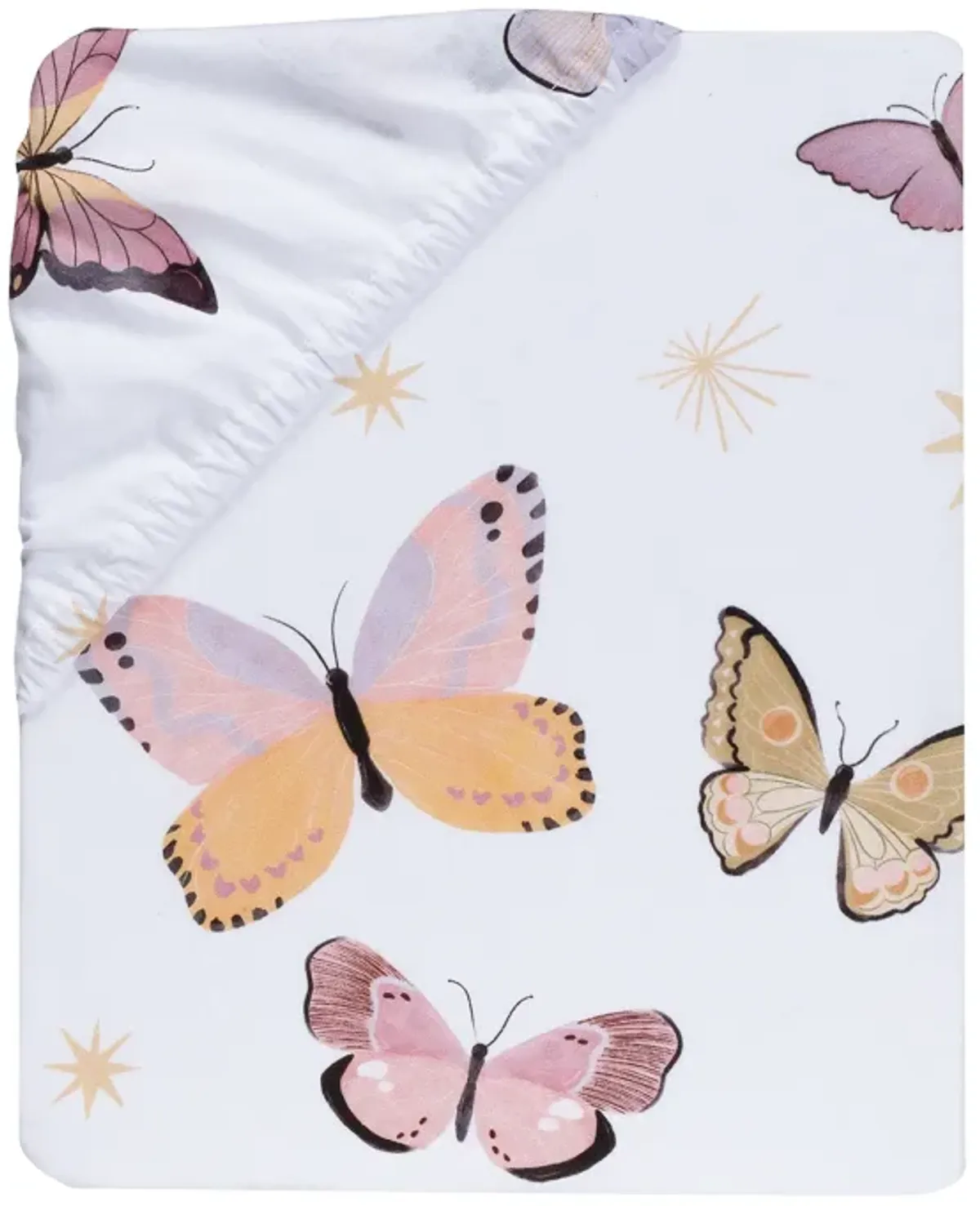 Lambs & Ivy Butterfly Dreams Breathable 100% Cotton Fitted Baby Crib Sheet