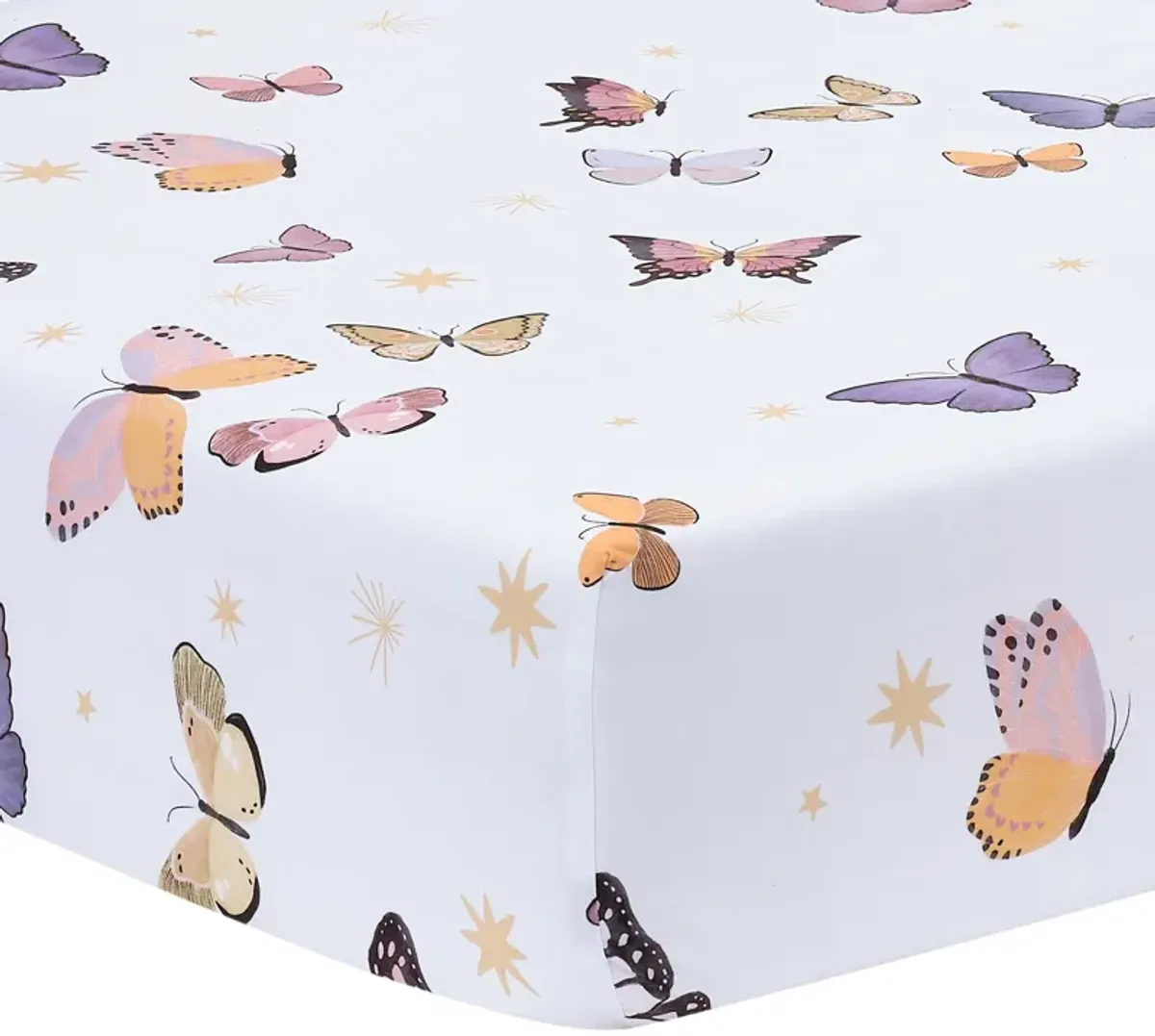 Lambs & Ivy Butterfly Dreams Breathable 100% Cotton Fitted Baby Crib Sheet