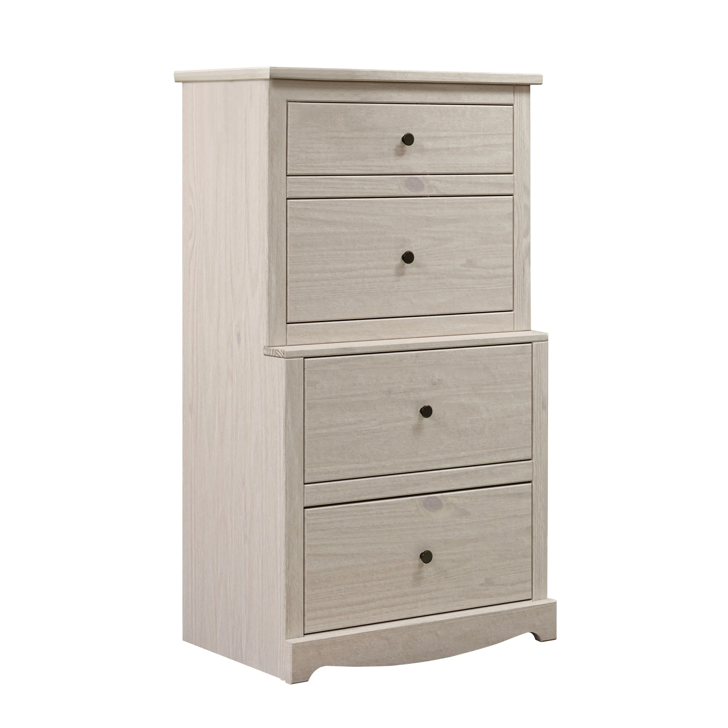 Stav Tall Dresser Chest with 4 Drawers, Plank Style, White Solid Wood