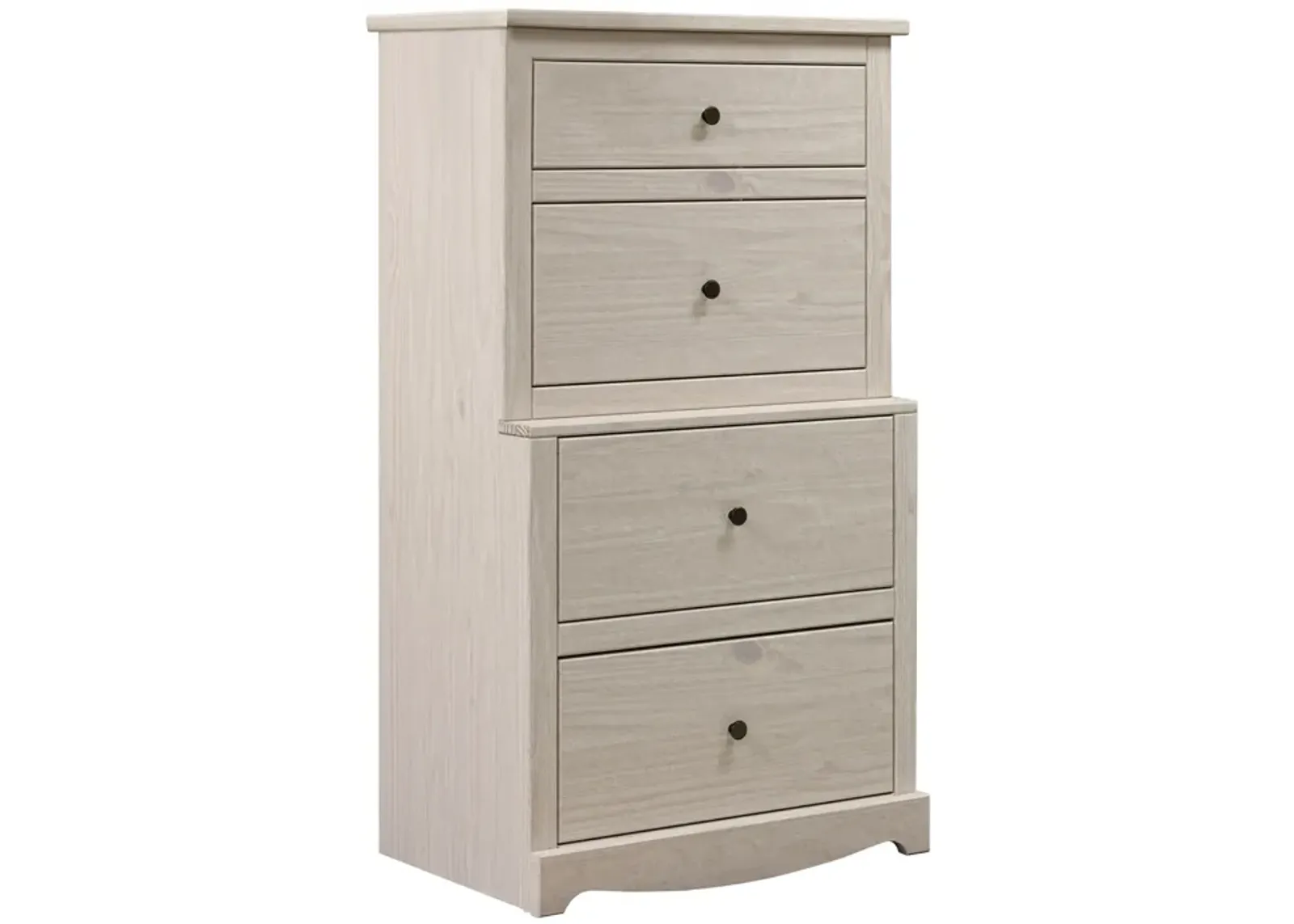 Stav Tall Dresser Chest with 4 Drawers, Plank Style, White Solid Wood