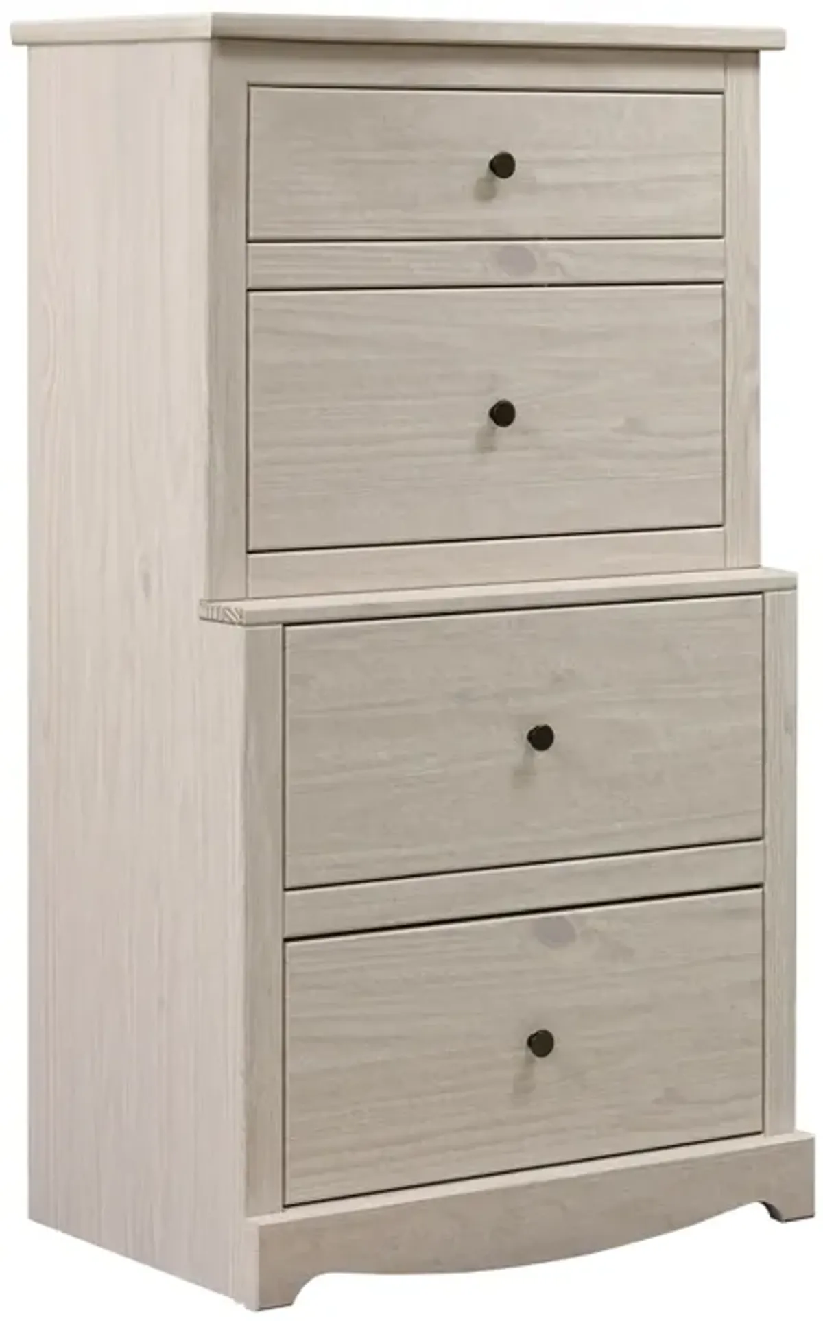 Stav Tall Dresser Chest with 4 Drawers, Plank Style, White Solid Wood