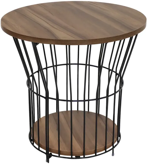 Sunnydaze Wire Pedestal End Table with MDF Pull-Open Tabletop