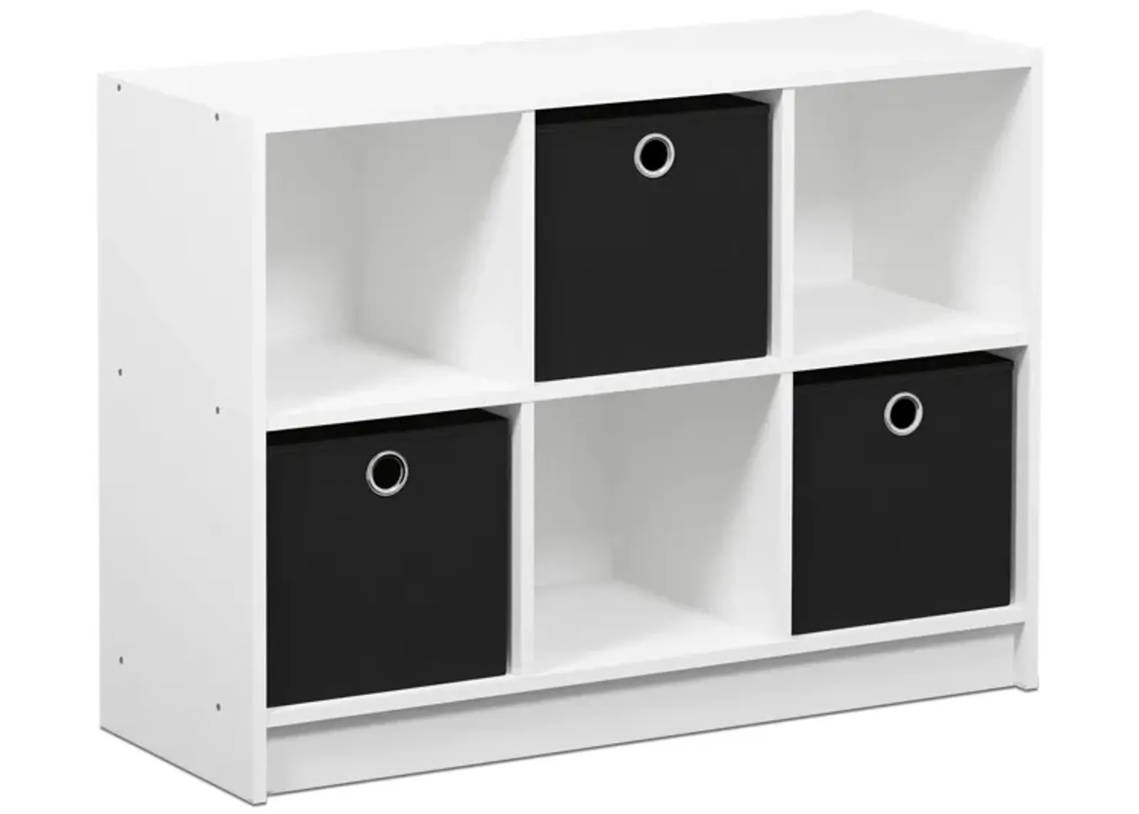 Furinno 99940 Basic 3x2 Bookcase Storage w/Bins, White/Black