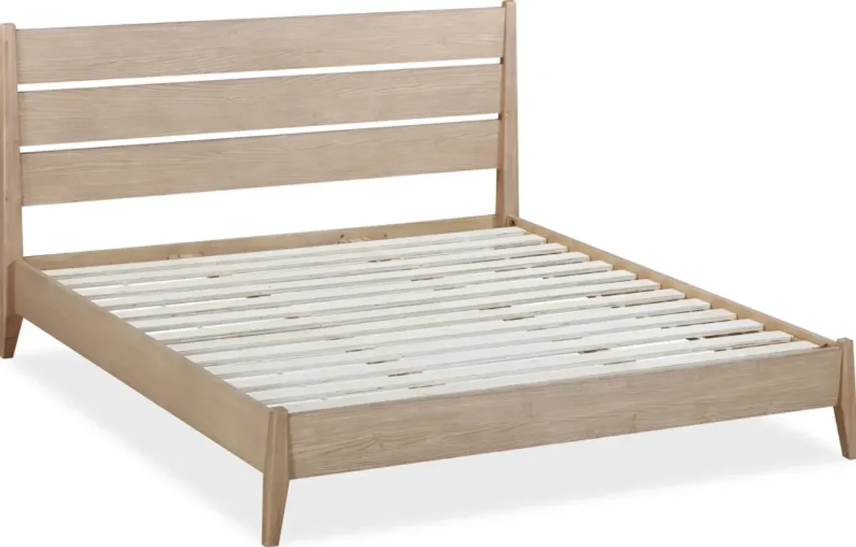 Sumire California King-size Slatted Ash Wood Platform Bed in Ginger