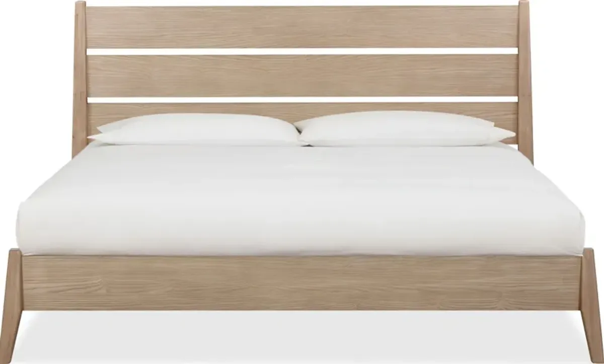 Sumire California King-size Slatted Ash Wood Platform Bed in Ginger