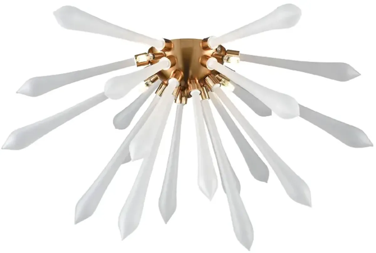 24" Frosted White and bronze 4-Light Flush Mount Ceiling Light