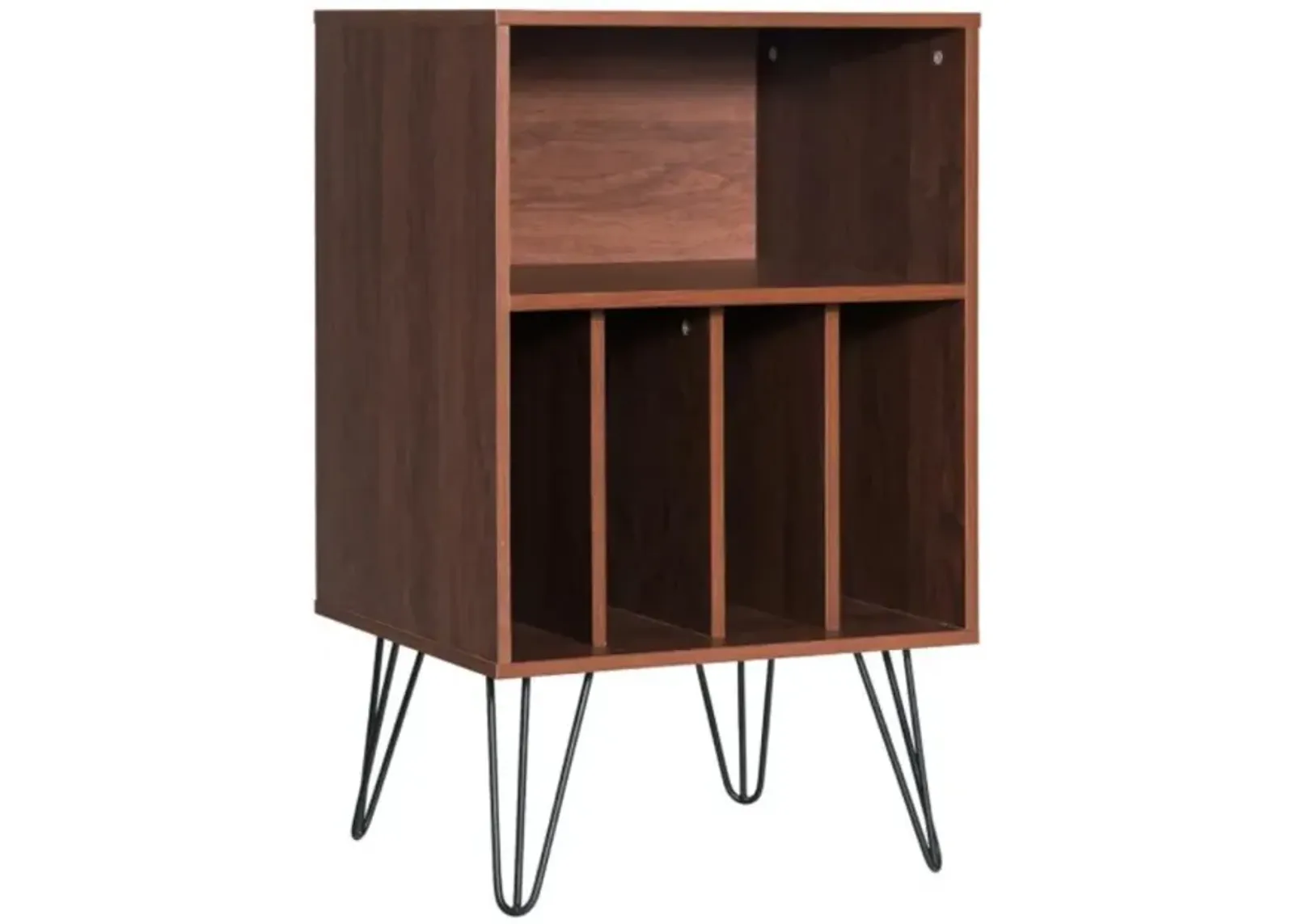 Hivvago Freestanding Record Player Stand Record Storage Cabinet with Metal Legs