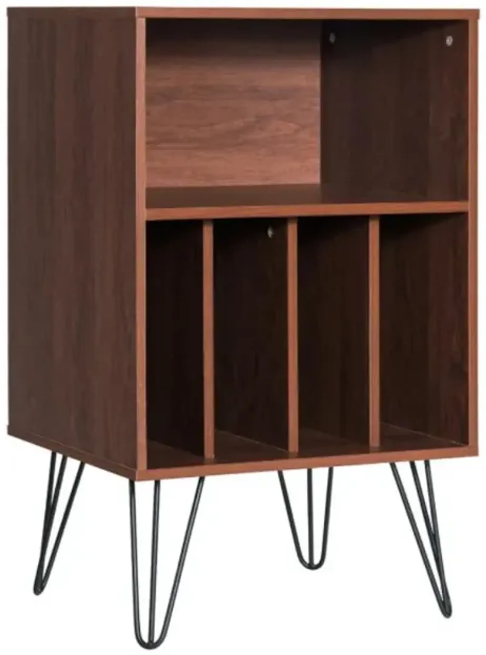 Hivvago Freestanding Record Player Stand Record Storage Cabinet with Metal Legs