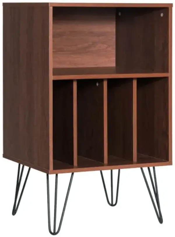 Hivvago Freestanding Record Player Stand Record Storage Cabinet with Metal Legs