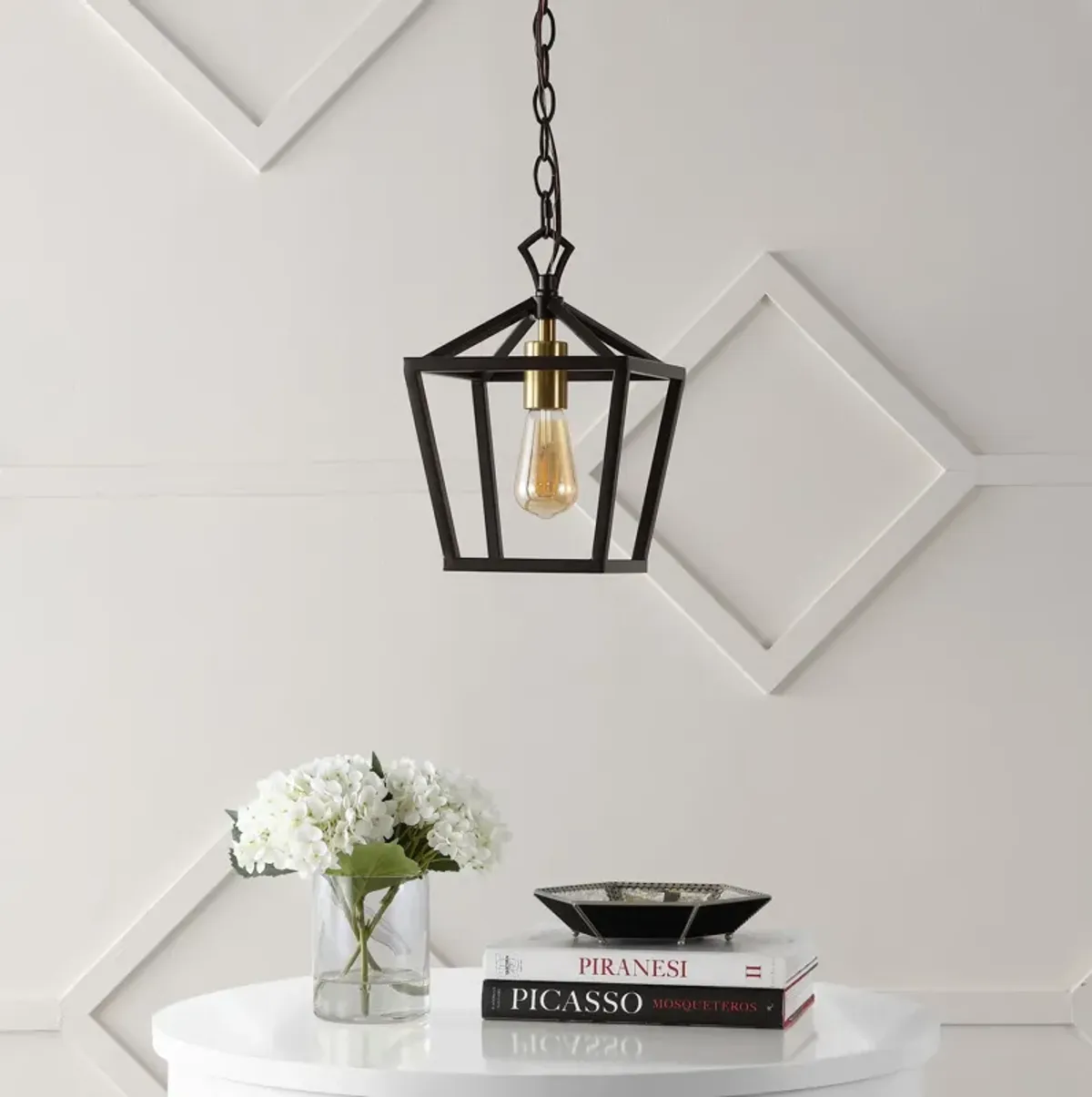 Oslin 1-Light Vintage Farmhouse Iron Chain Pagoda LED Pendant