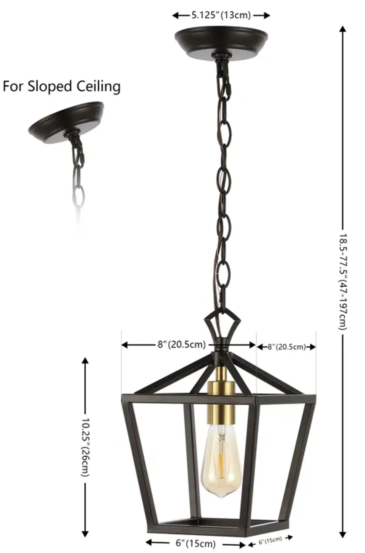 Oslin 1-Light Vintage Farmhouse Iron Chain Pagoda LED Pendant