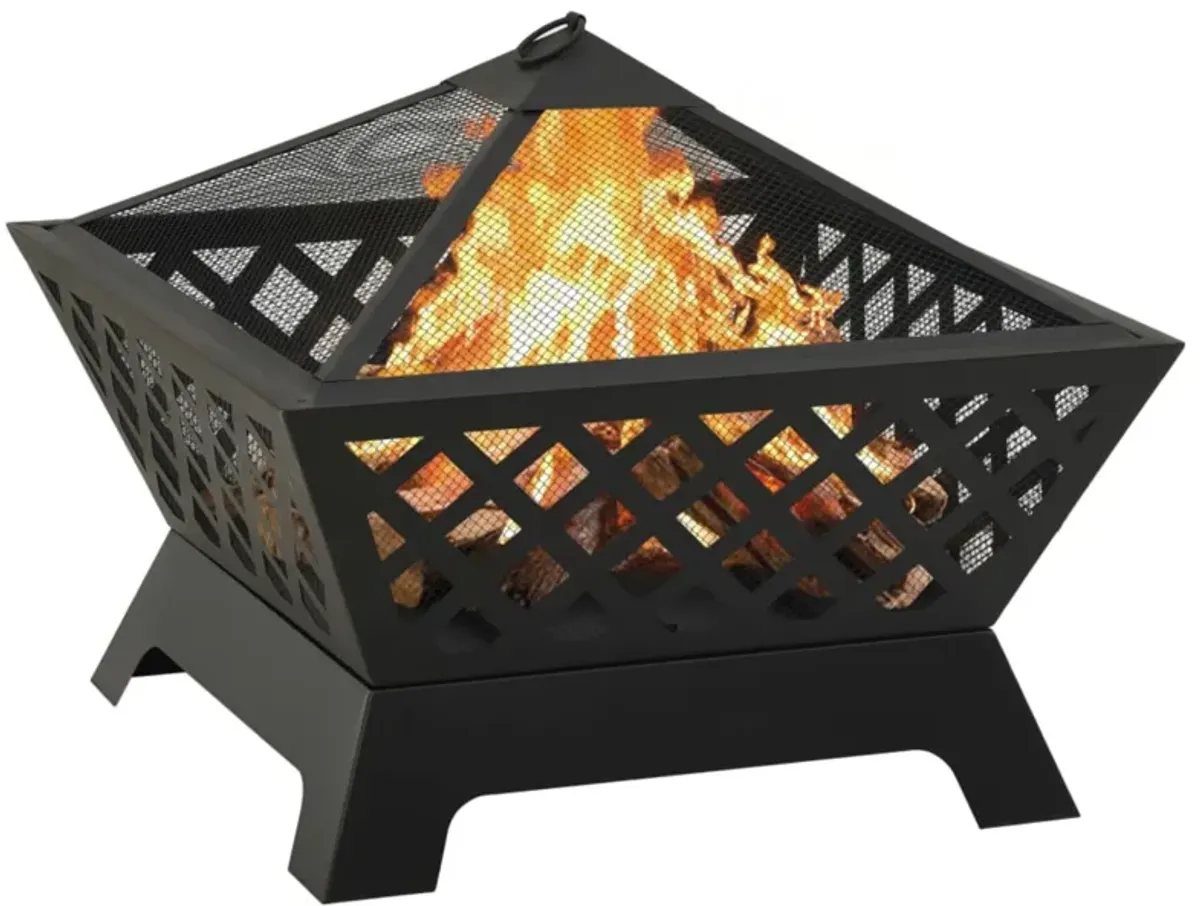 vidaXL Fire Pit with Poker 25.2" XXL Steel