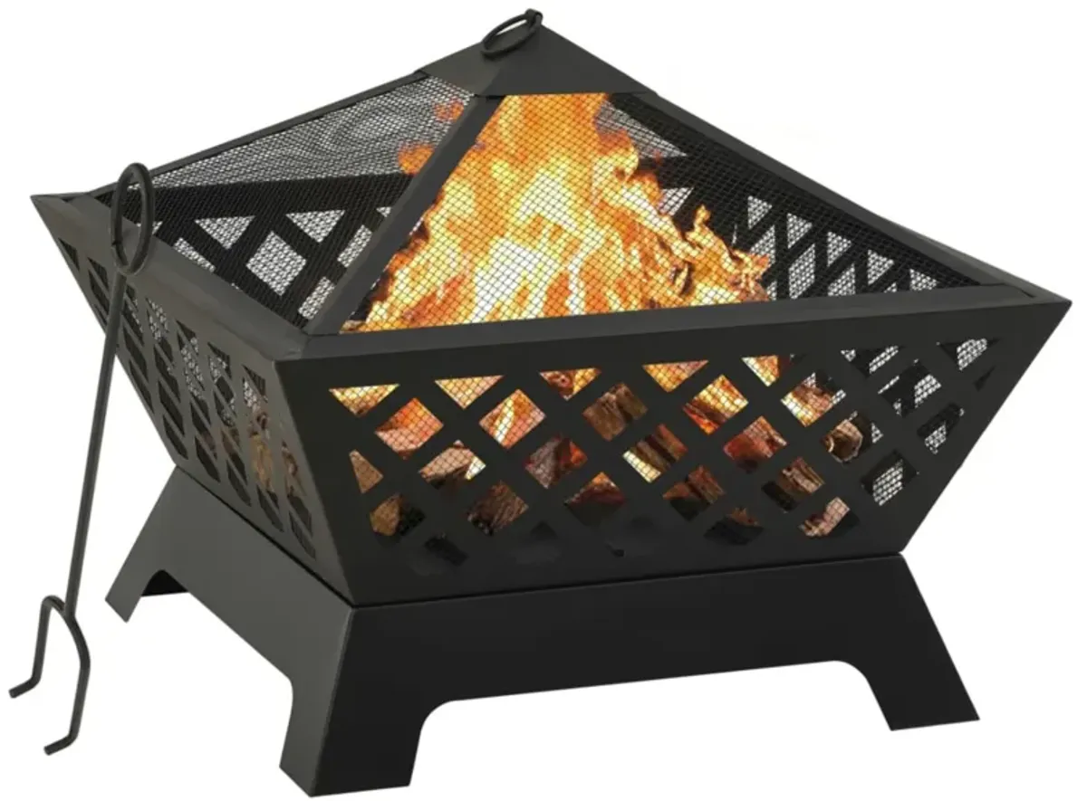 vidaXL Fire Pit with Poker 25.2" XXL Steel