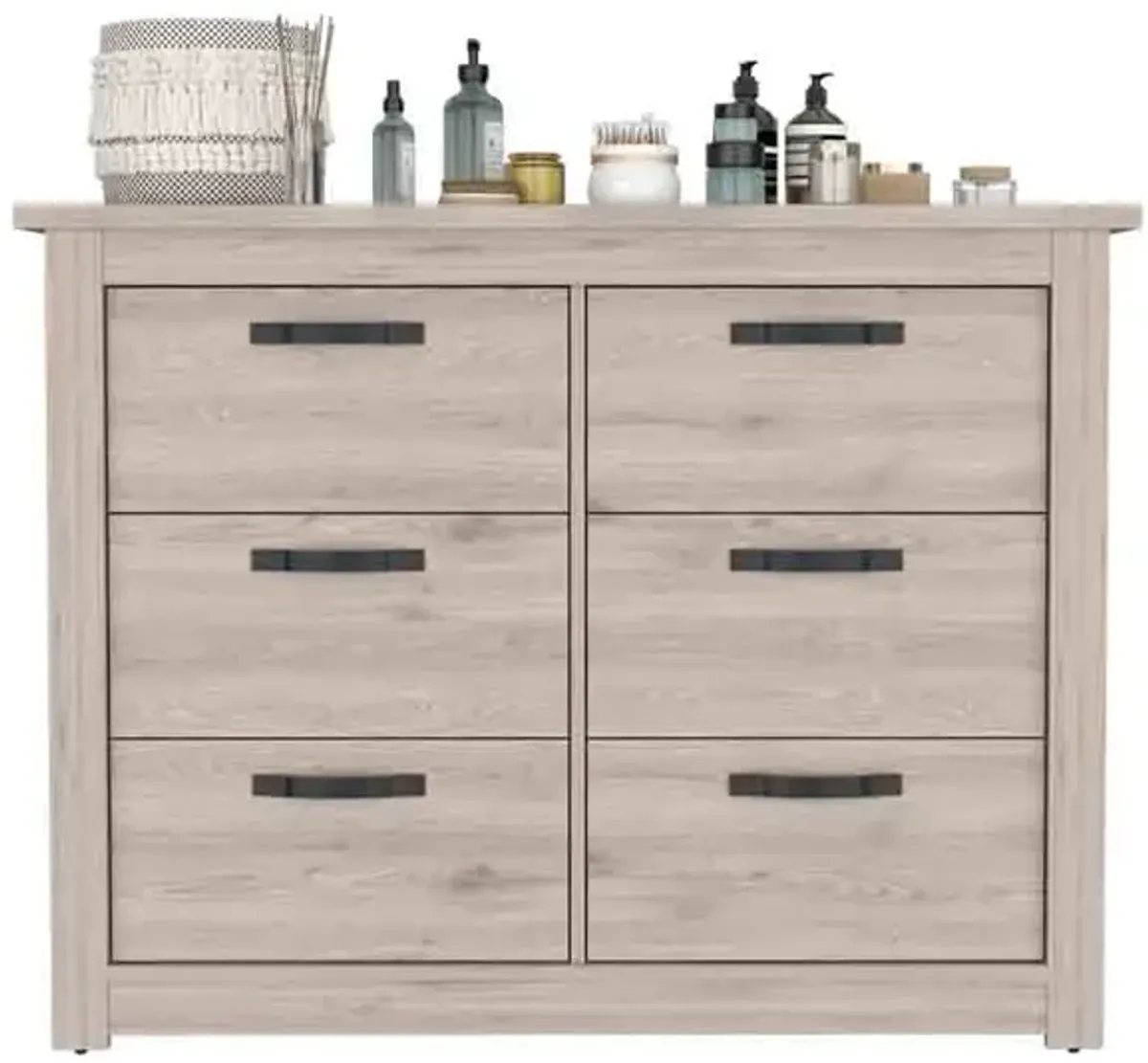 6 Drawer Double Dresser Toret, Bedroom, Light Gray