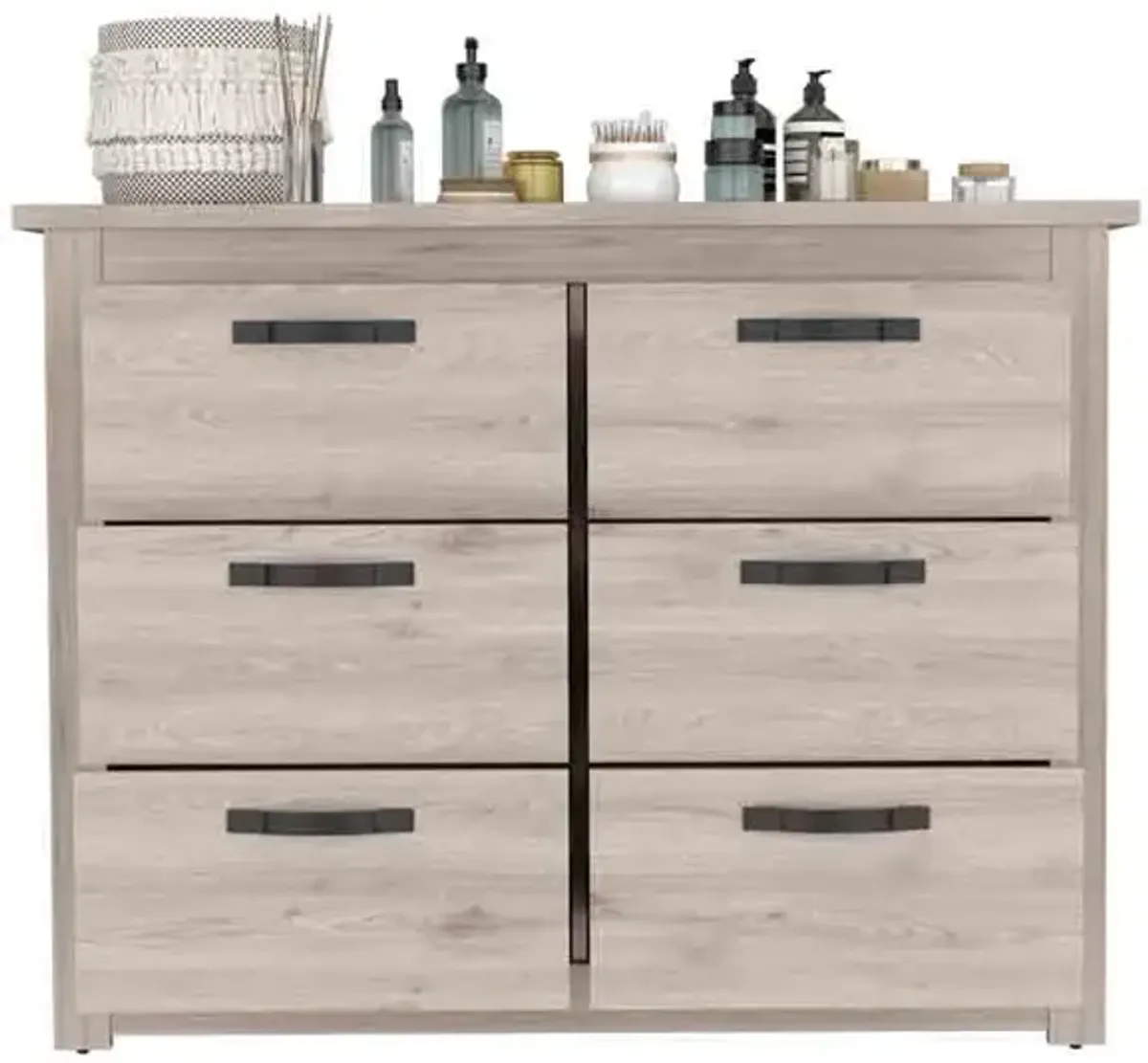 6 Drawer Double Dresser Toret, Bedroom, Light Gray