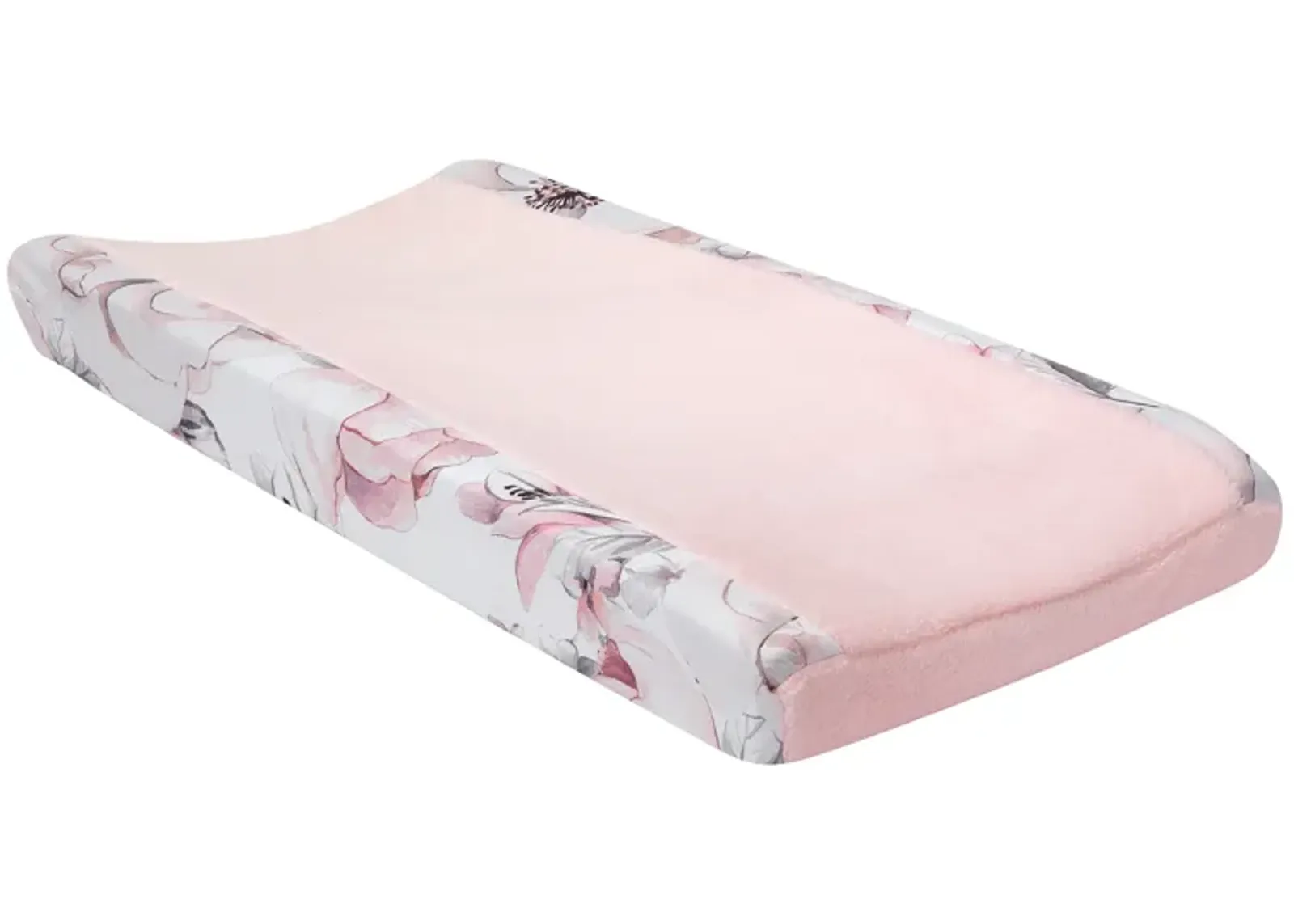 Lambs & Ivy Signature Botanical Baby Pink/Gray Floral Minky Changing Pad Cover