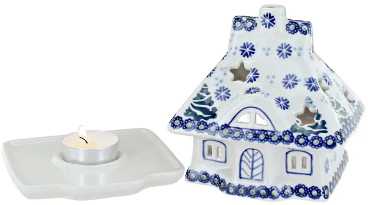 Blue Rose Polish Pottery Dots House Luminary