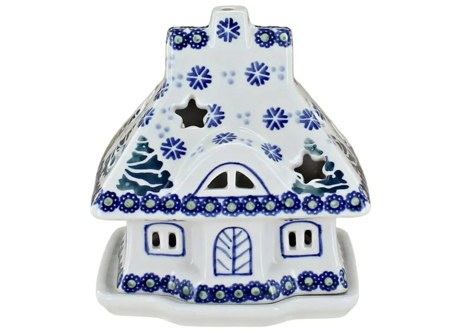 Blue Rose Polish Pottery Dots House Luminary