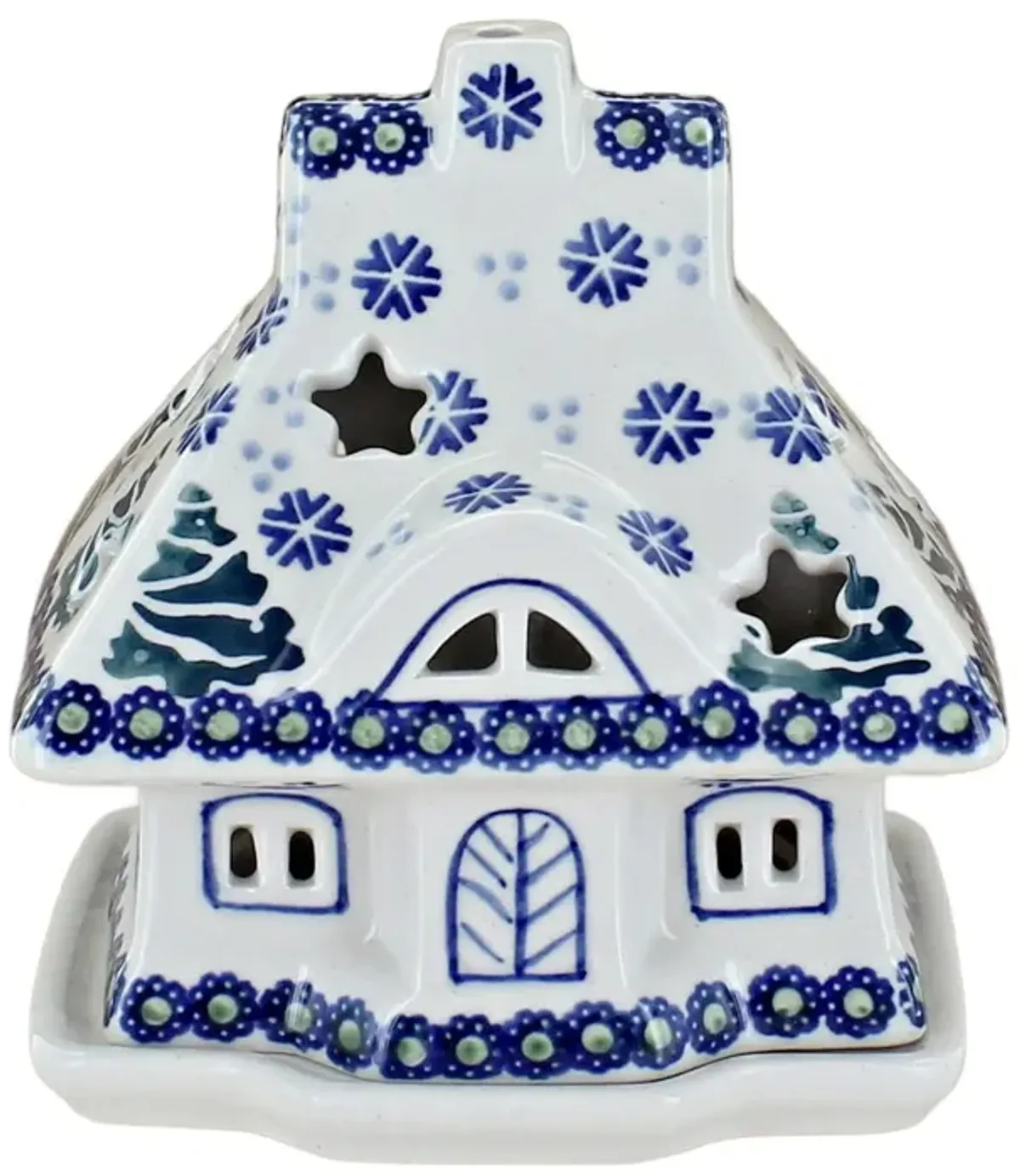 Blue Rose Polish Pottery Dots House Luminary