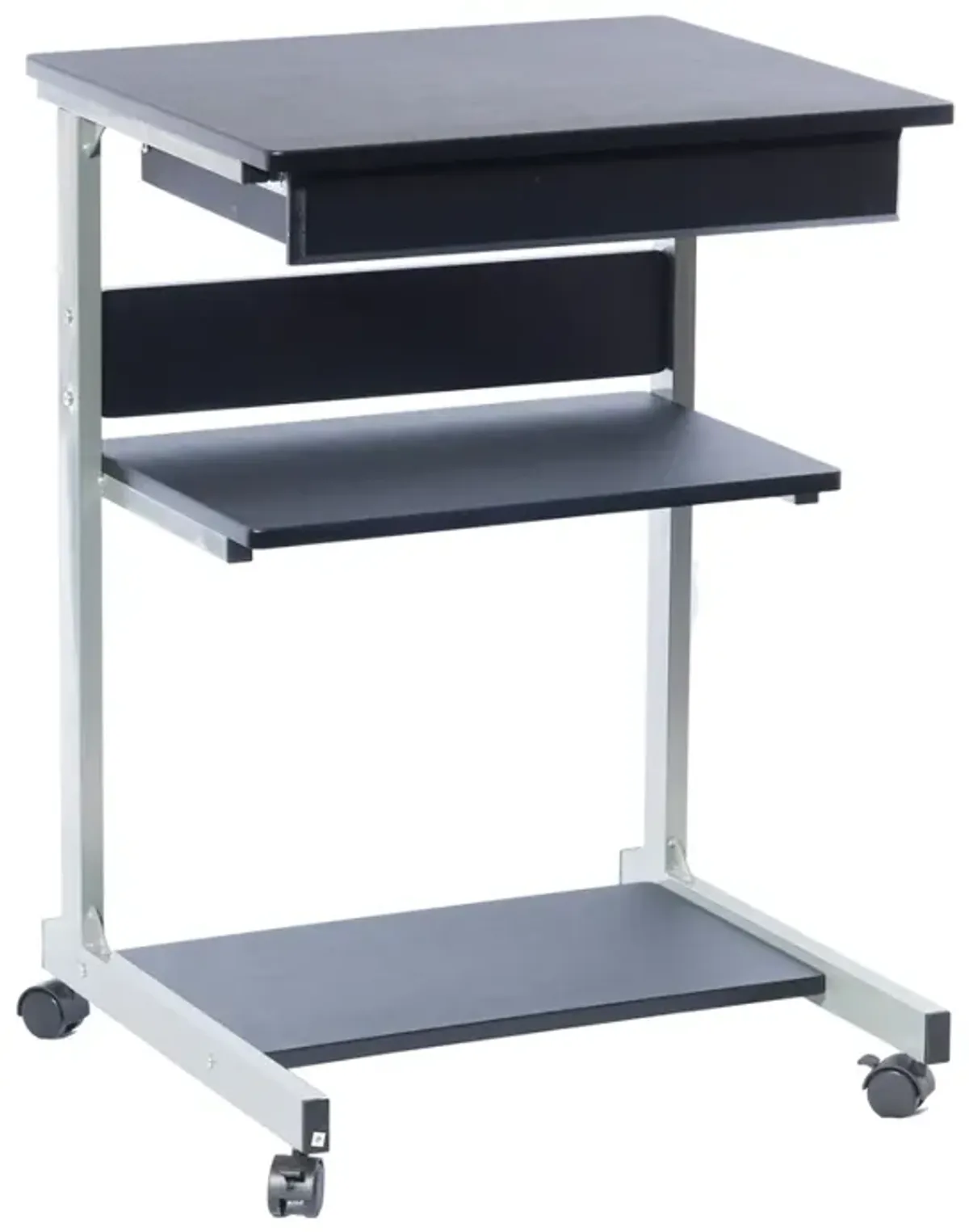 Rolling Laptop Cart with Storage, Graphite