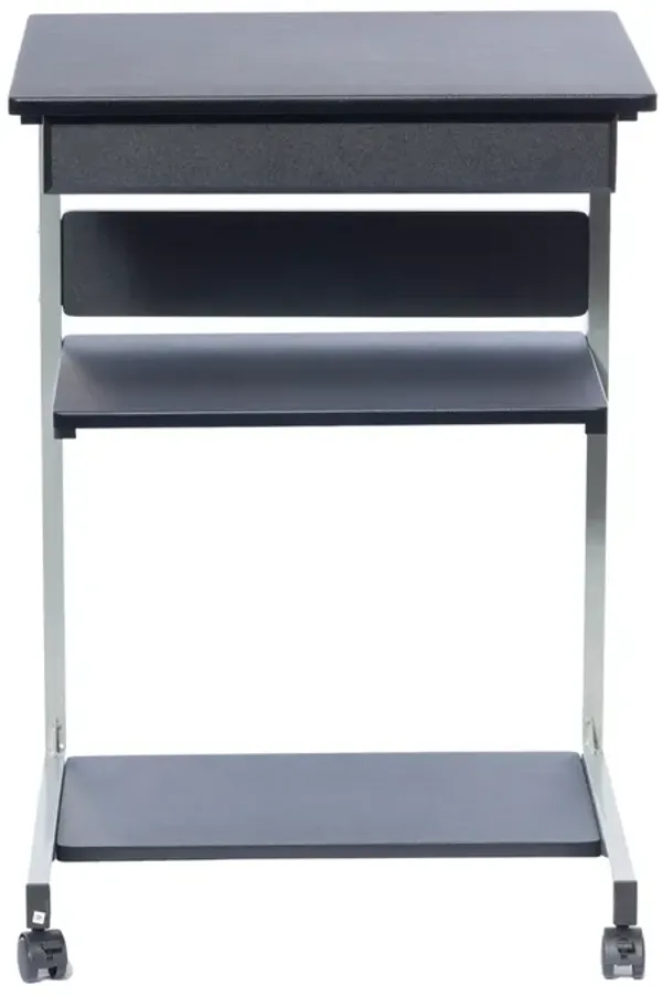 Rolling Laptop Cart with Storage, Graphite