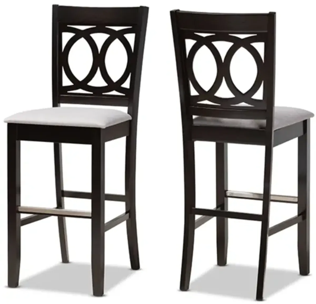Baxton Studio Carson Modern and Contemporary Grey Fabric Upholstered and Espresso Brown Finished Wood 2-Piece Bar Stool Set