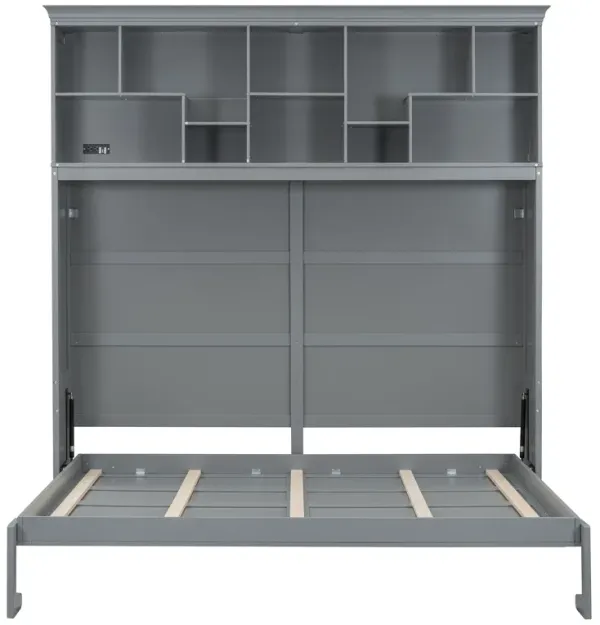 Merax Murphy Bed Wall Bed with Storage Shelves