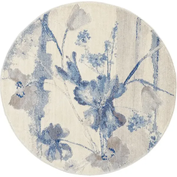 Somerset ST18 Ivory/Blue 3'6" x Round Rug