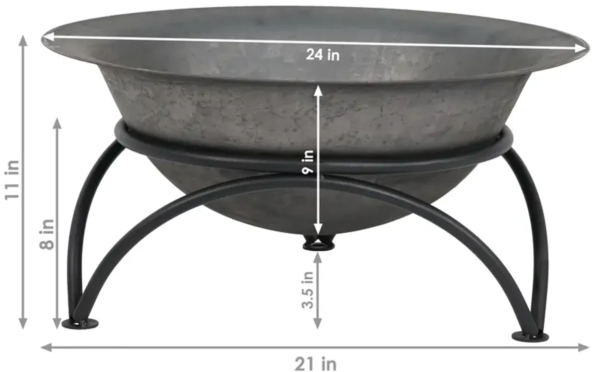 Sunnydaze 23.5 in Cast Iron Fire Pit Bowl with Stand - Dark Gray