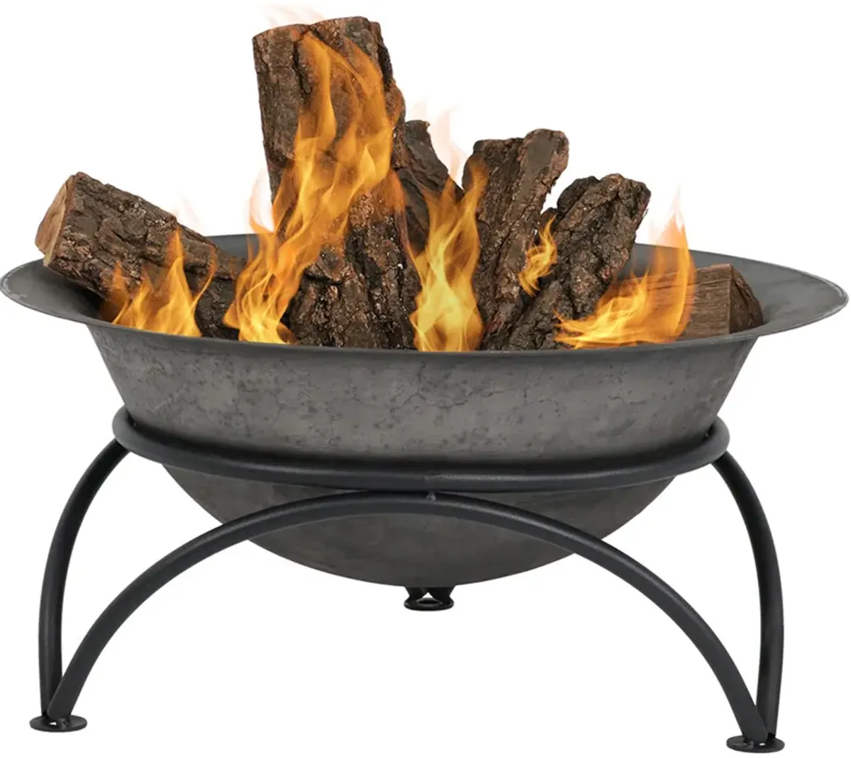 Sunnydaze 23.5 in Cast Iron Fire Pit Bowl with Stand - Dark Gray