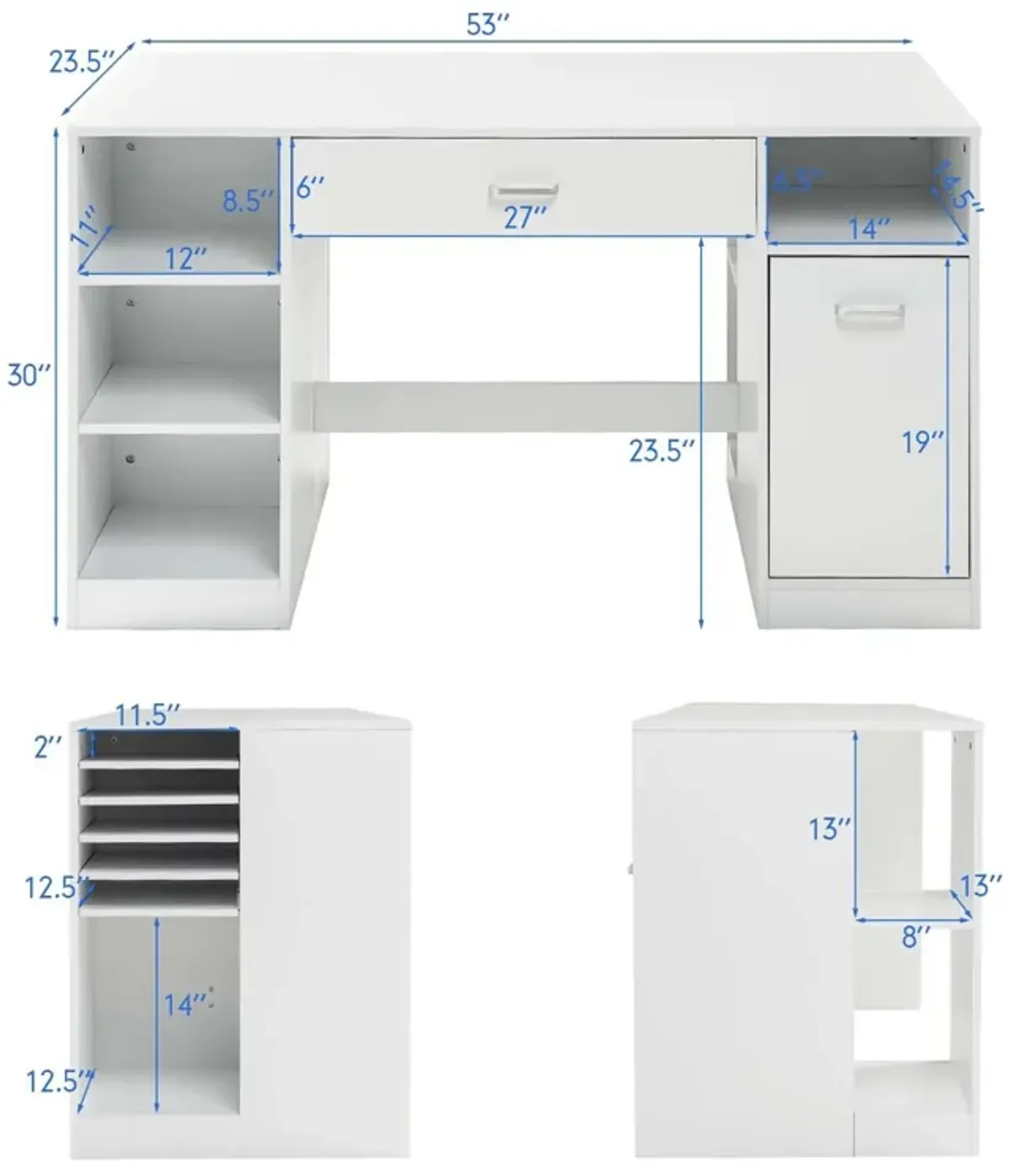 Sewing Craft Table Home Office Computer Desk with Storage Shelves and Drawer