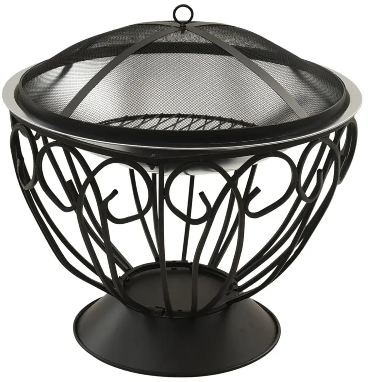 vidaXL 2-in-1 Fire Pit and BBQ with Poker 23.2"x23.2"x23.6" Stainless Steel