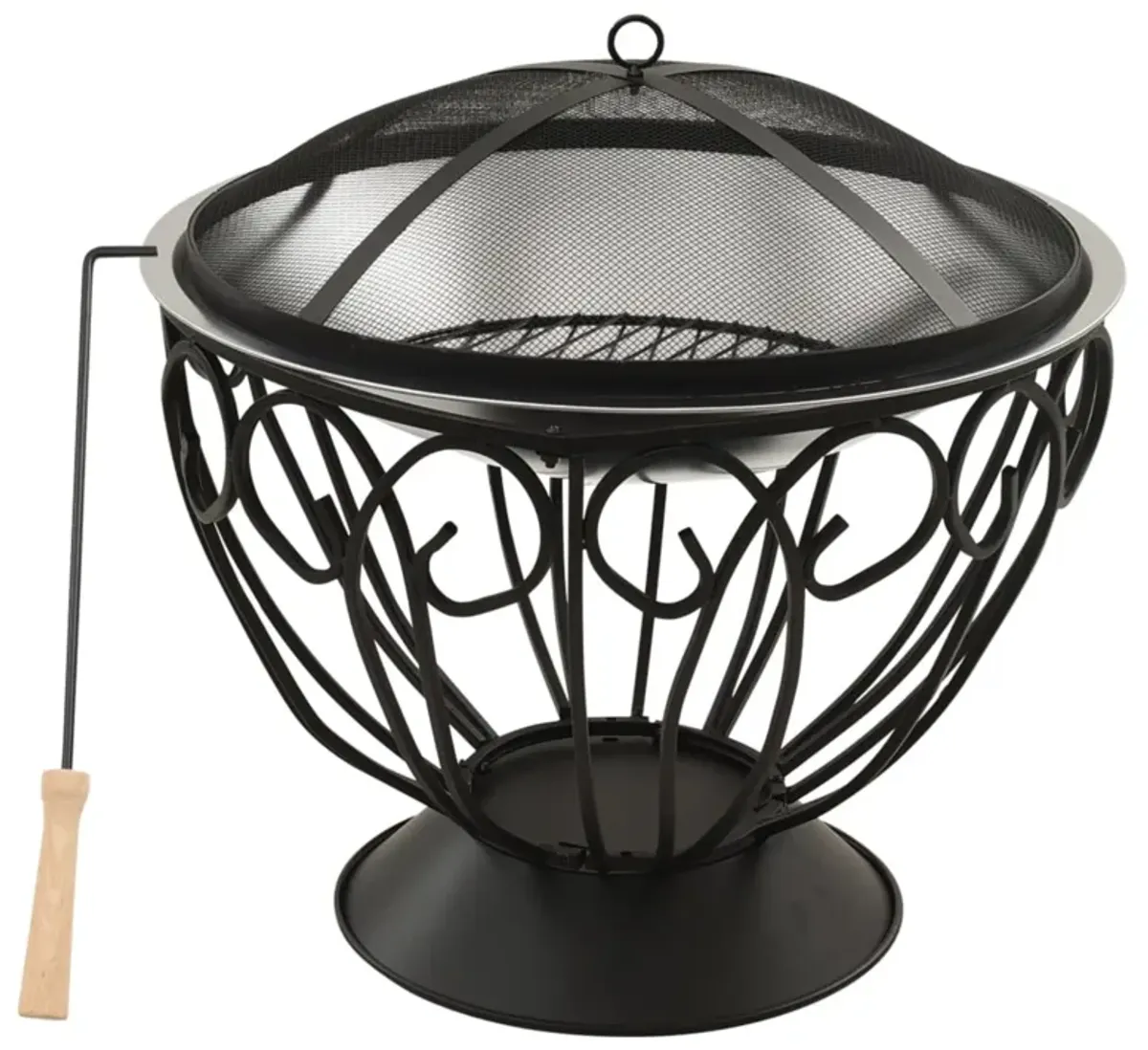 vidaXL 2-in-1 Fire Pit and BBQ with Poker 23.2"x23.2"x23.6" Stainless Steel