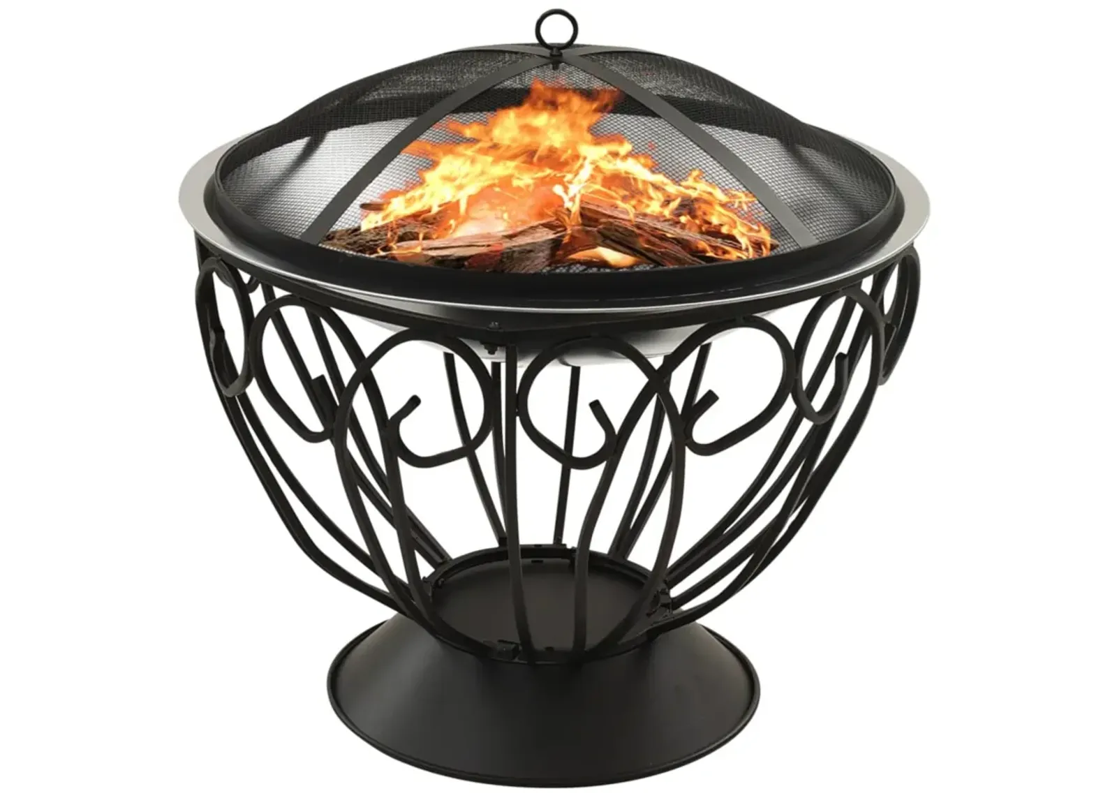 vidaXL 2-in-1 Fire Pit and BBQ with Poker 23.2"x23.2"x23.6" Stainless Steel