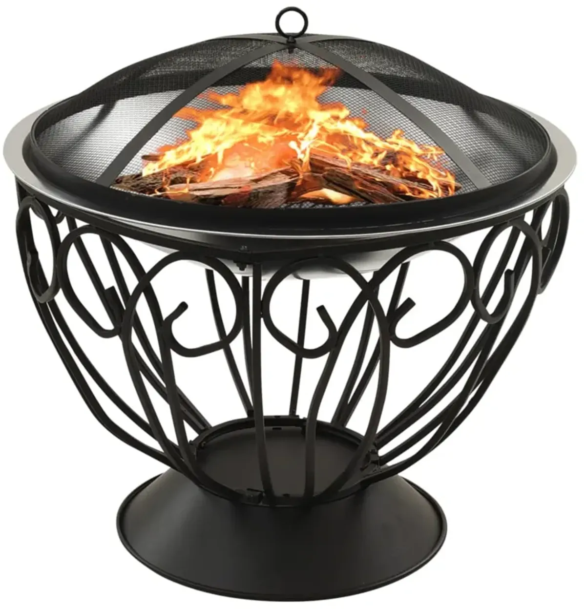 vidaXL 2-in-1 Fire Pit and BBQ with Poker 23.2"x23.2"x23.6" Stainless Steel