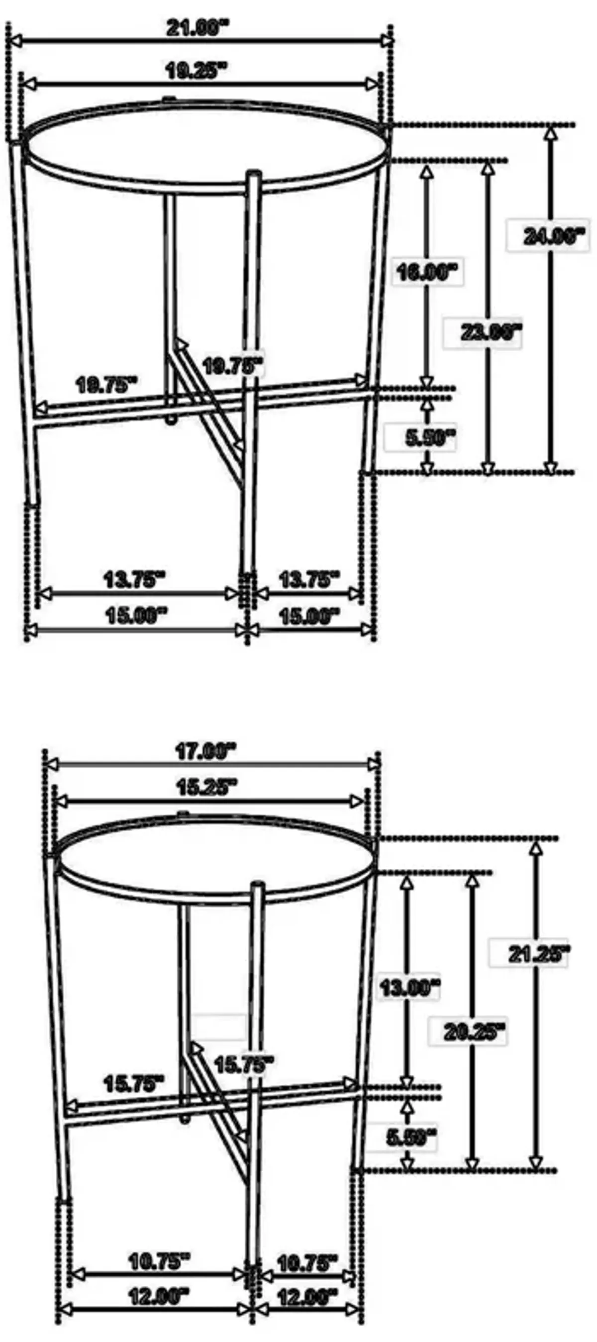 2 Piece Round Nesting Tables, Gold Iron, Modern Mango Wood, Warm Brown - Benzara