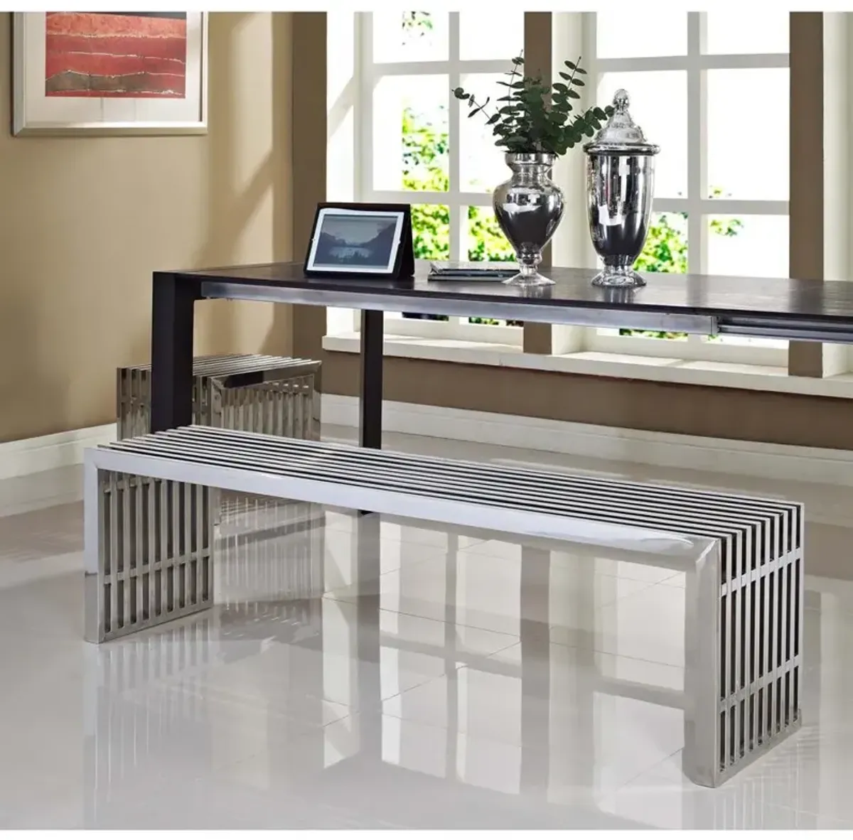 Modway Gridiron Benches Set of 2