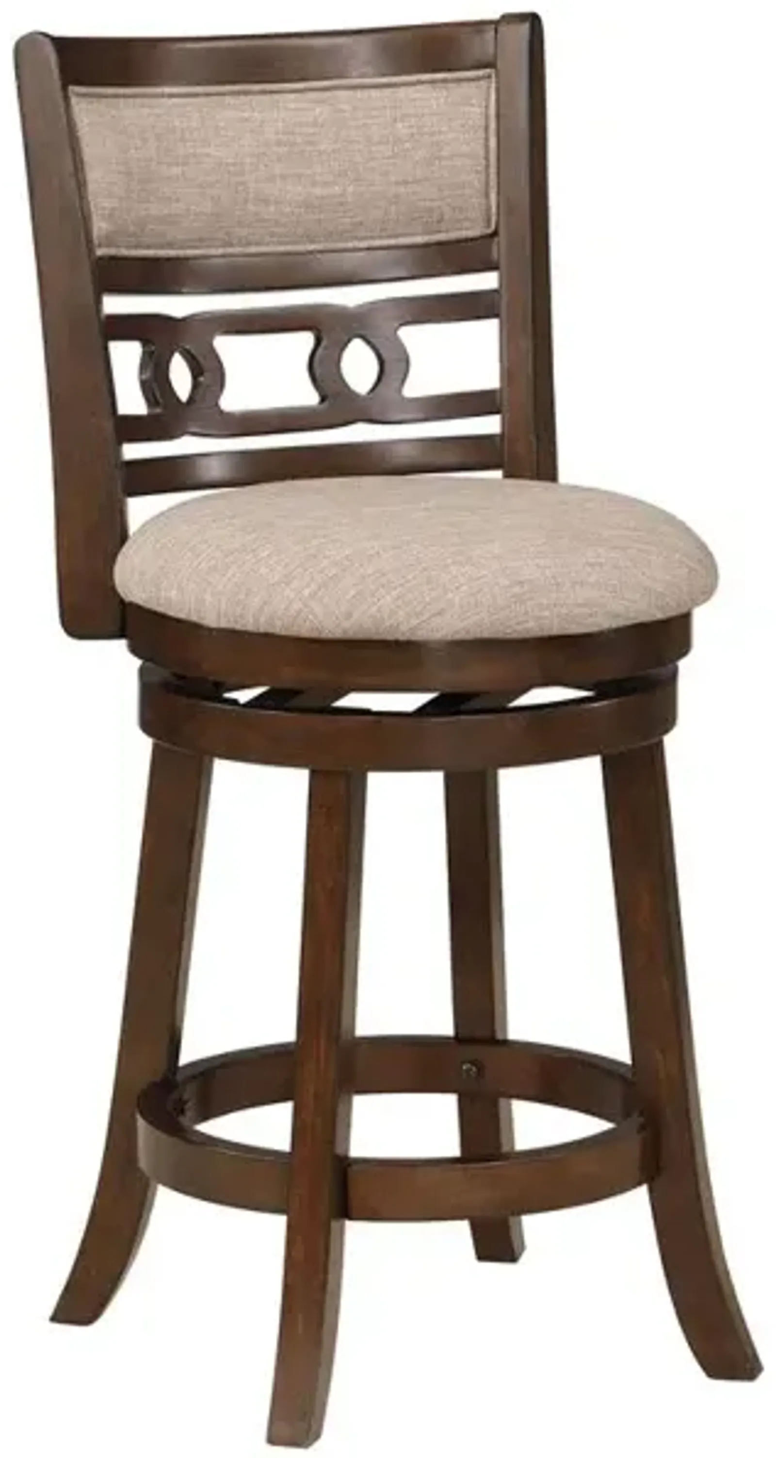 New Classic Furniture Gia 24 Solid Wood Swivel Counter Stool with Fabric Seat in Cherry