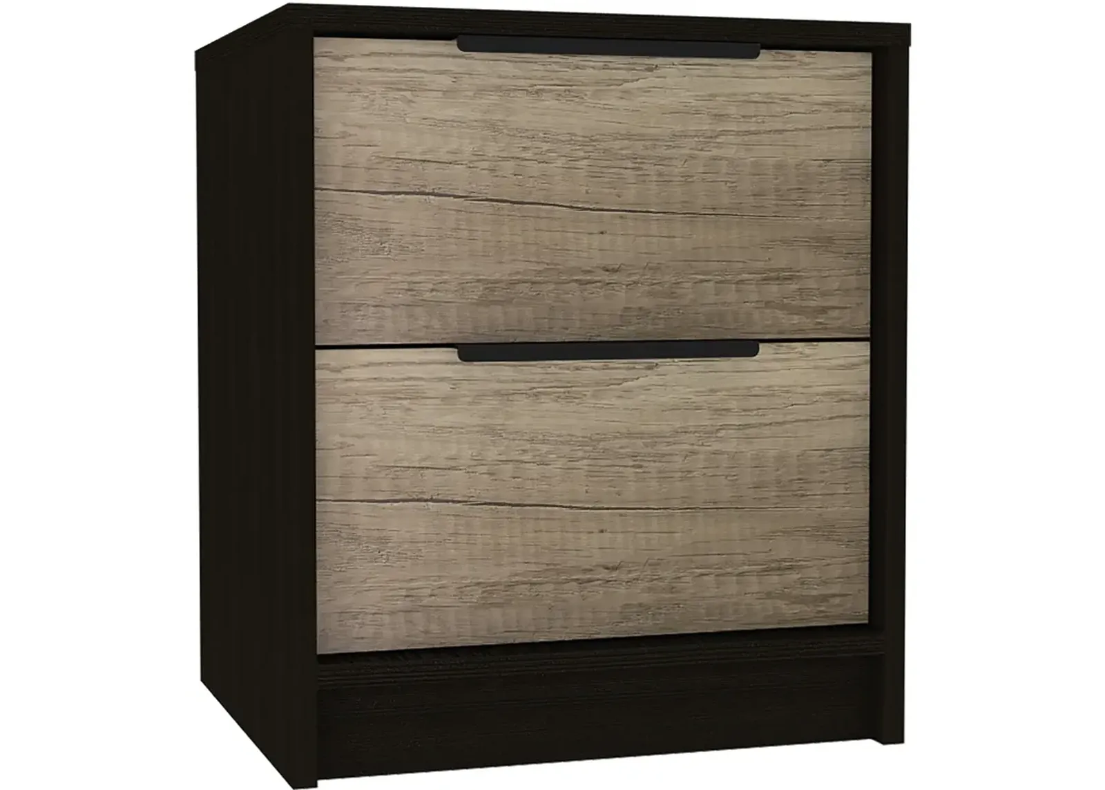 Homezia Black Open Compartment Two Drawer Nightstand