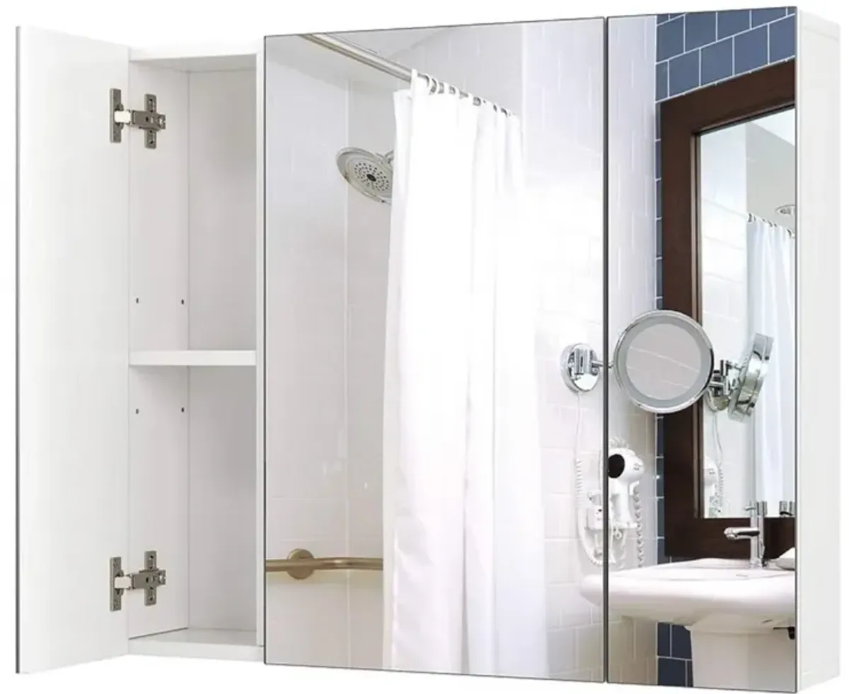 Hivvago Modern 3-Door Wall Mounted Medicine Cabinet Bathroom Mirror Cupboard