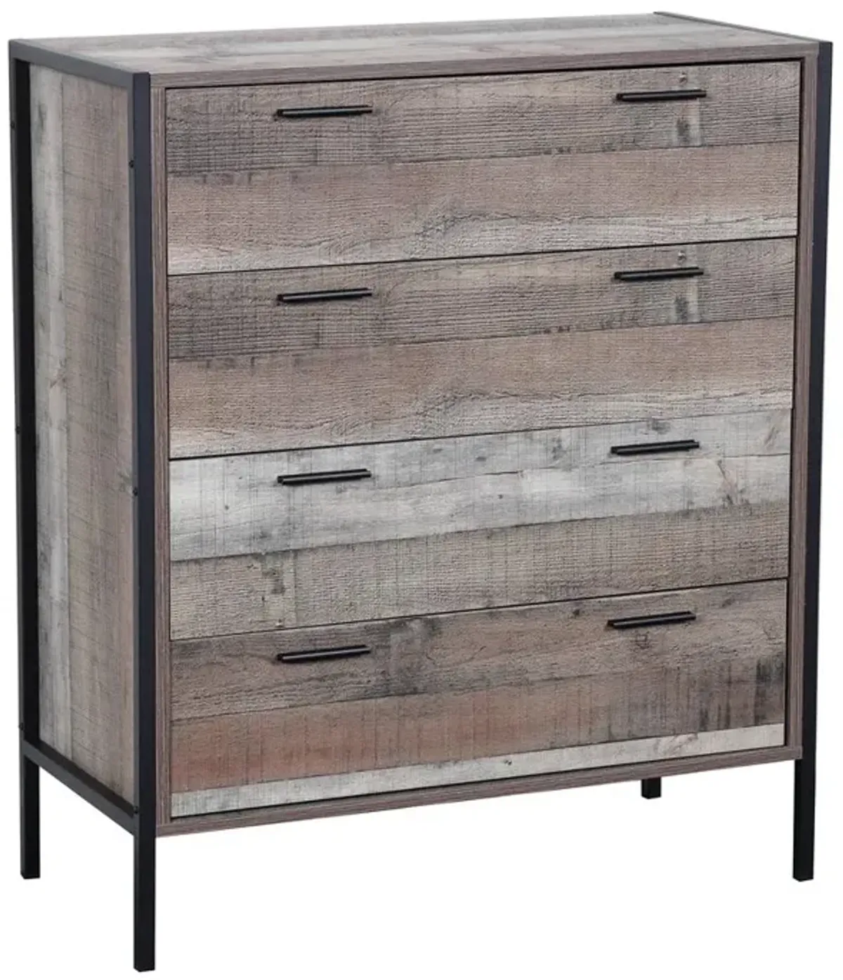 Four Drawer Chest with Metal Frame and Legs