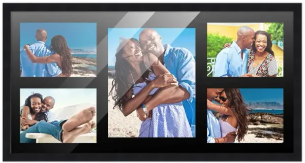12x24.5 Wood Collage Frame with a Black Mat for 8x10 & 5x7 Pictures