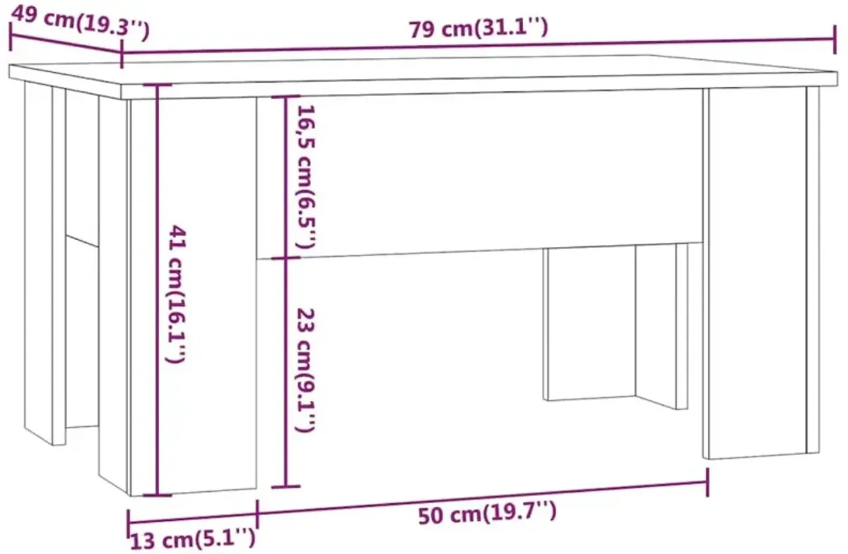Coffee Table Smoked Oak 31.1"x19.3"x16.1" Engineered Wood